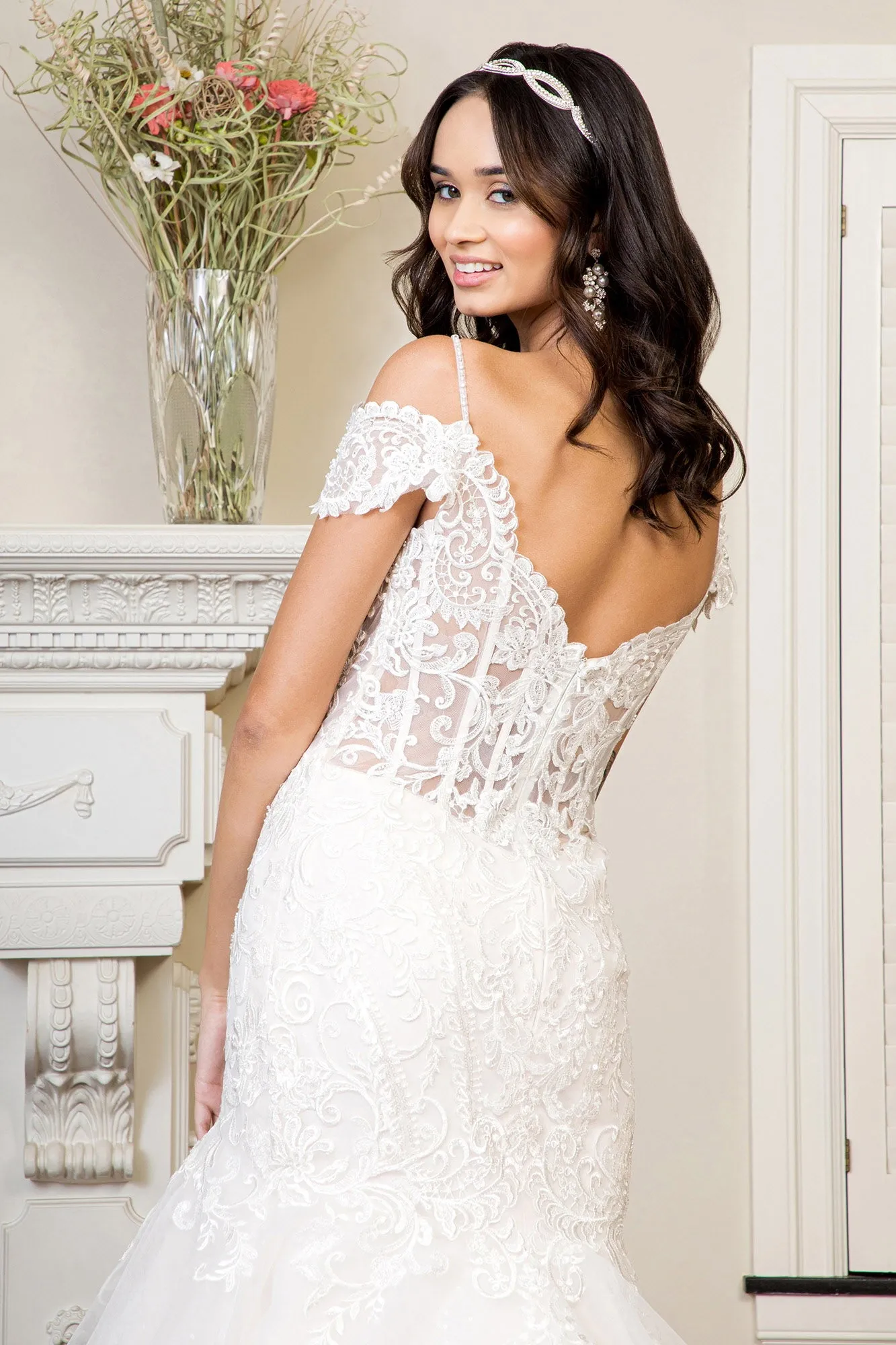 Sweethearted Embroidered Mesh Mermaid Wedding Gown Tail GLGL1938