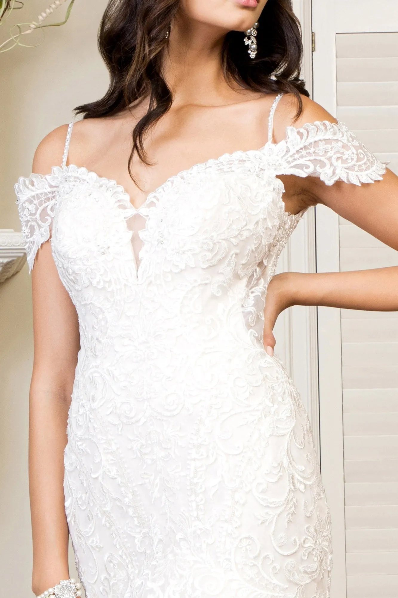 Sweethearted Embroidered Mesh Mermaid Wedding Gown Tail GLGL1938