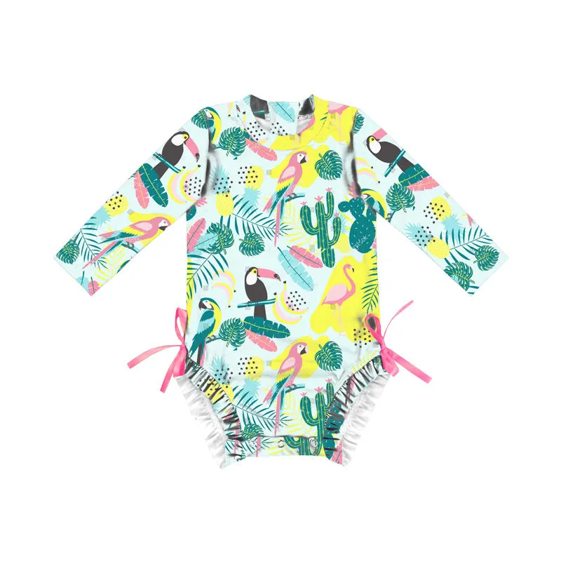 Swimsuit European Fashion Outdoor Girls' Long-Sleeved One-Piece for baby