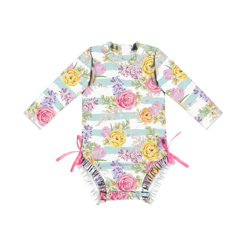 Swimsuit European Fashion Outdoor Girls' Long-Sleeved One-Piece for baby