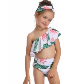 Swimsuit Exclusive for Cross-Border New Children's  European Style Oblique Shoulder Single Flying Side Girls'