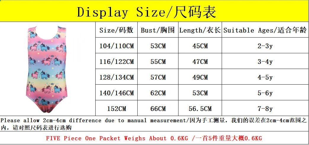 Swimsuit Girl's One-Piece Swimming Suit Unicorn Swimwear