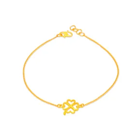 TAKA Jewellery 916 Gold Bracelet with Clover-shaped