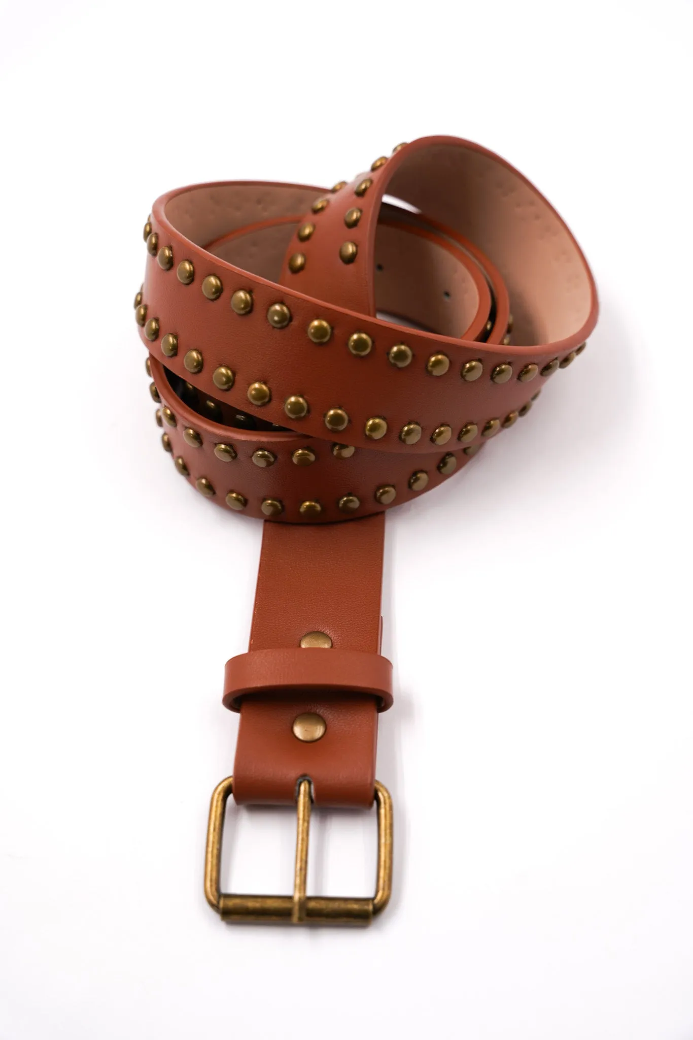 Tan Brass Studded Belt