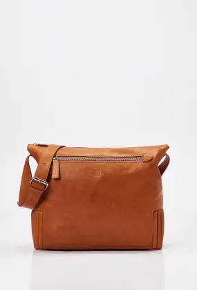 Tan Leather Crossbody Messenger
