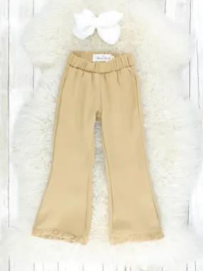 Tan Ruffle Bell Bottoms