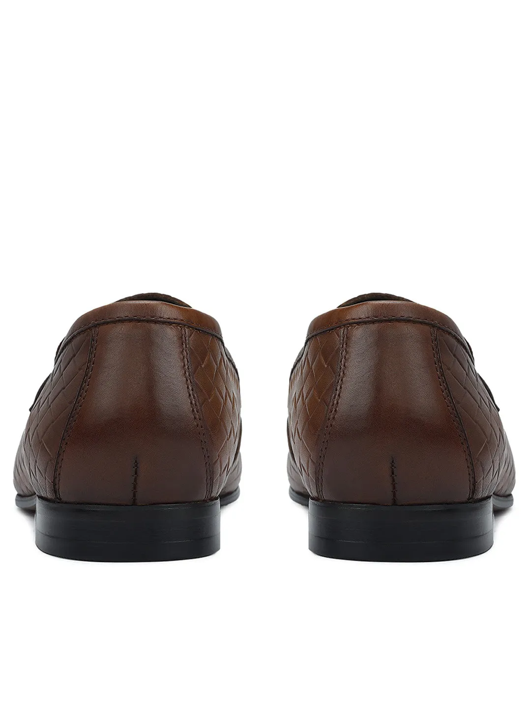 Tan Woven Leather Loafers