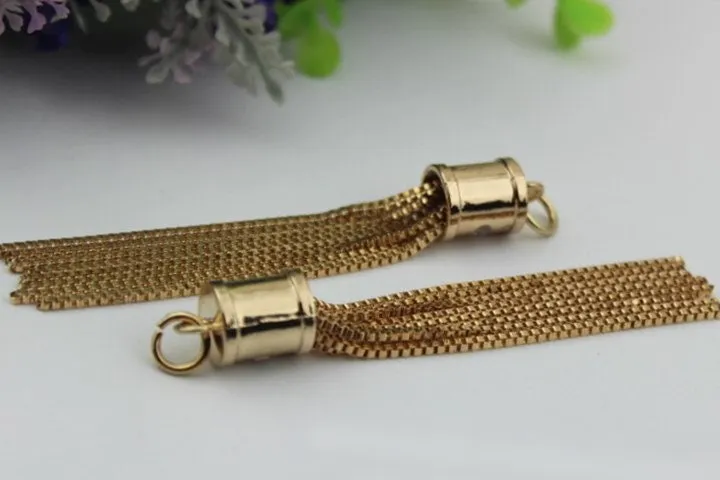 Tassel Keychain Bag Hardware Cute Light Gold 1/10 pcs Handmade Purse Handbag Making Metal Charms 95mm 3 3/4 Inch Bulk Wholesale Supplies