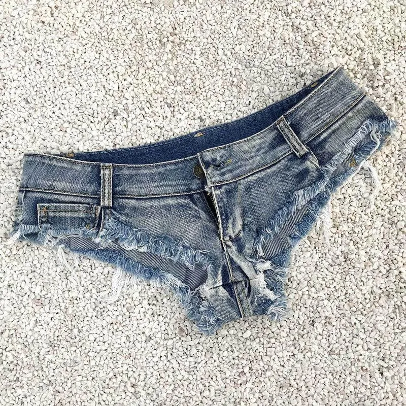 Tassel Low Rise Jean Shorts