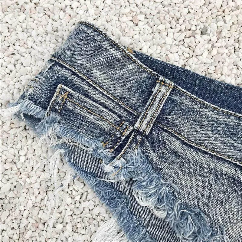 Tassel Low Rise Jean Shorts