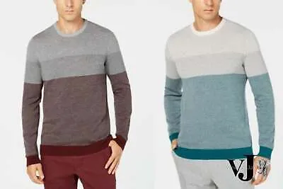 Tasso Elba Mens Colorblocked Supima Pullover Sweater