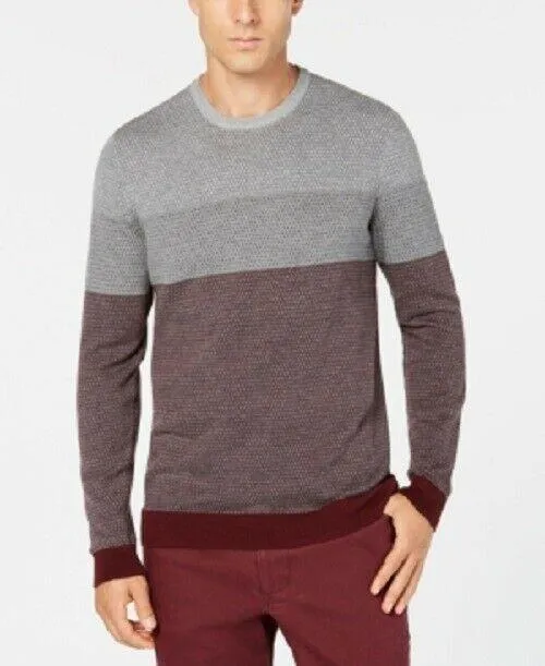 Tasso Elba Mens Colorblocked Supima Pullover Sweater