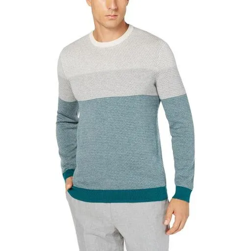 Tasso Elba Mens Colorblocked Supima Pullover Sweater