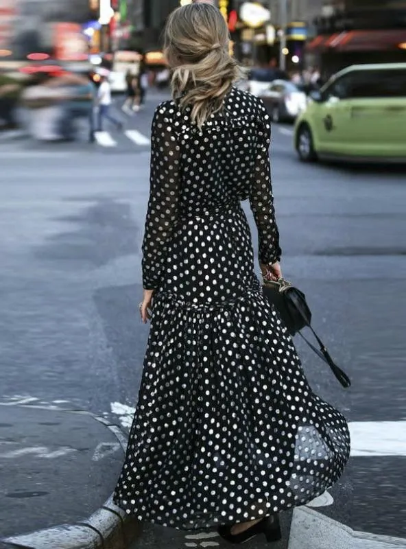 TastyHottie - Bohemian Maxi Polka Dot V-Neck Wrap Dress