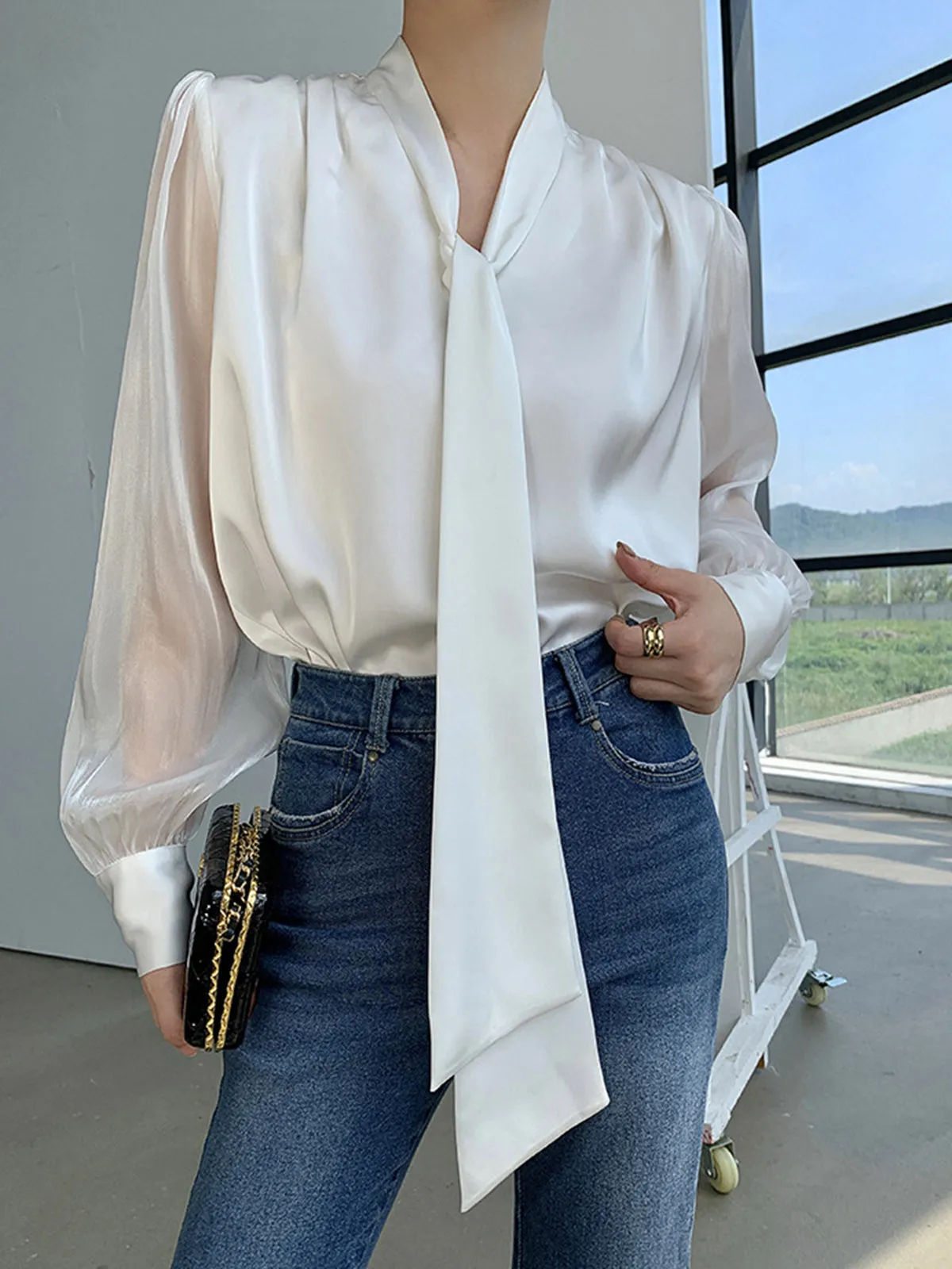 TastyHottie - Combination Mesh Oversized Shirt