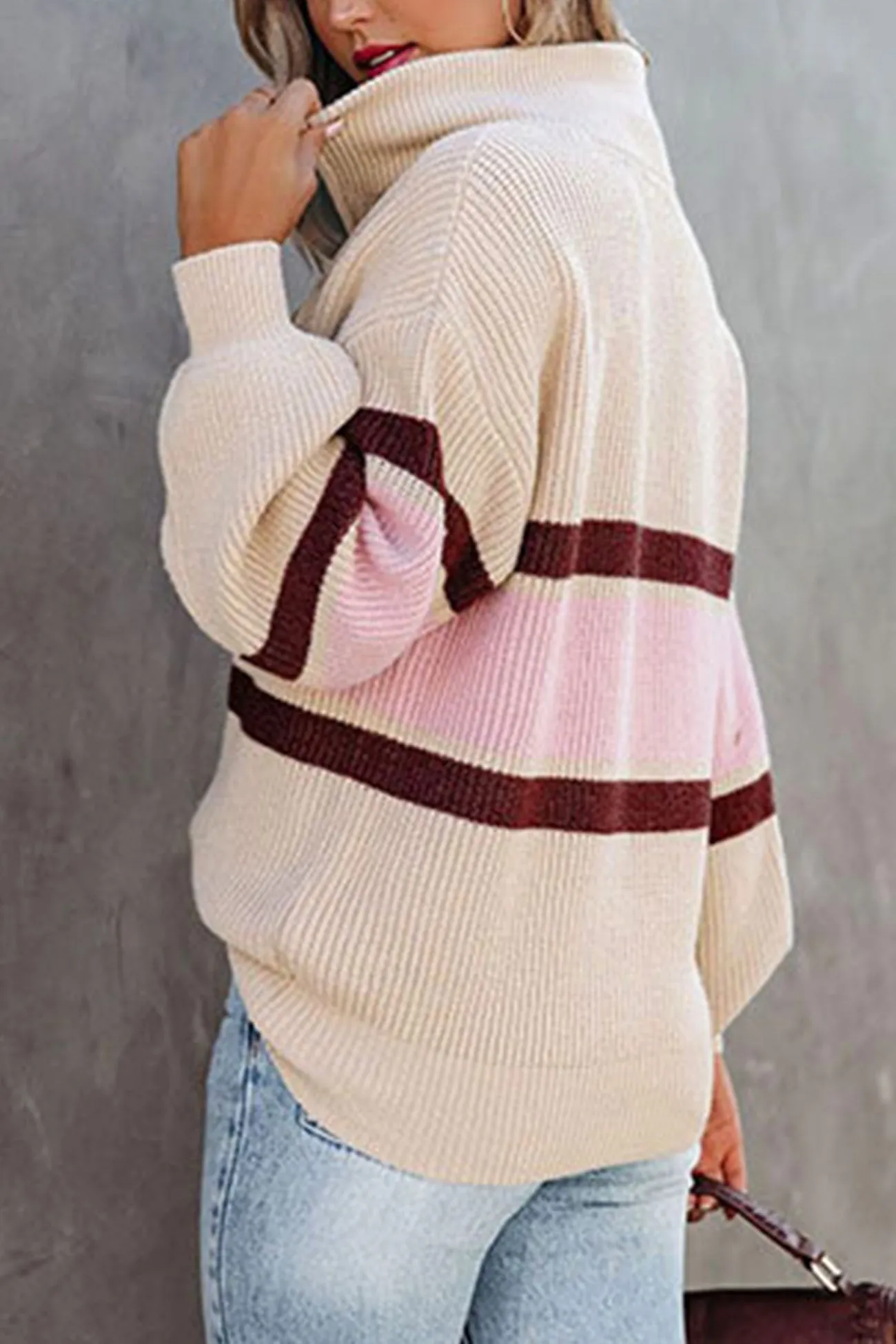 TastyHottie - Lapel Zip-up Sweater