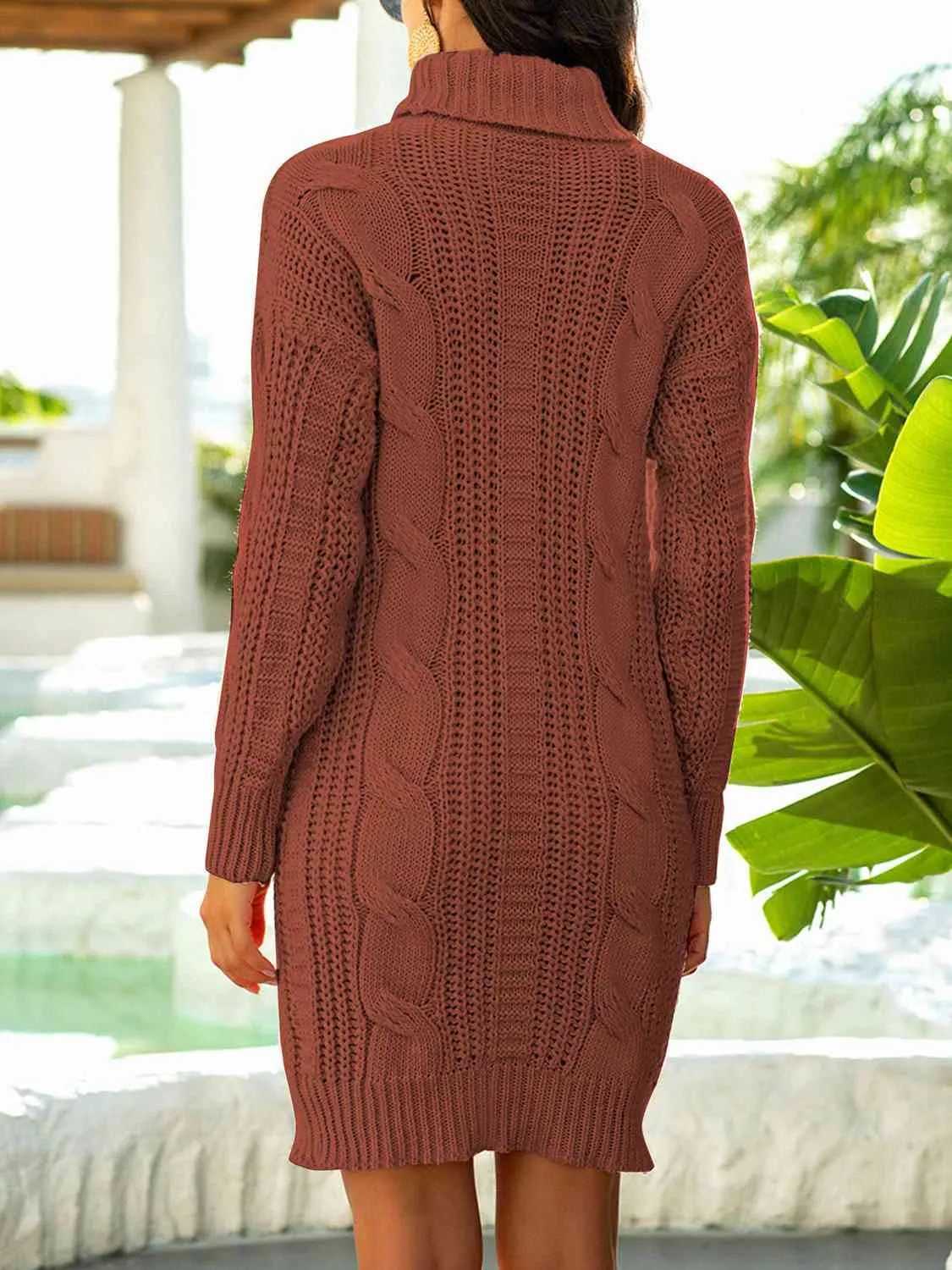 TastyHottie - Turtleneck Ribbed Sweater Dress