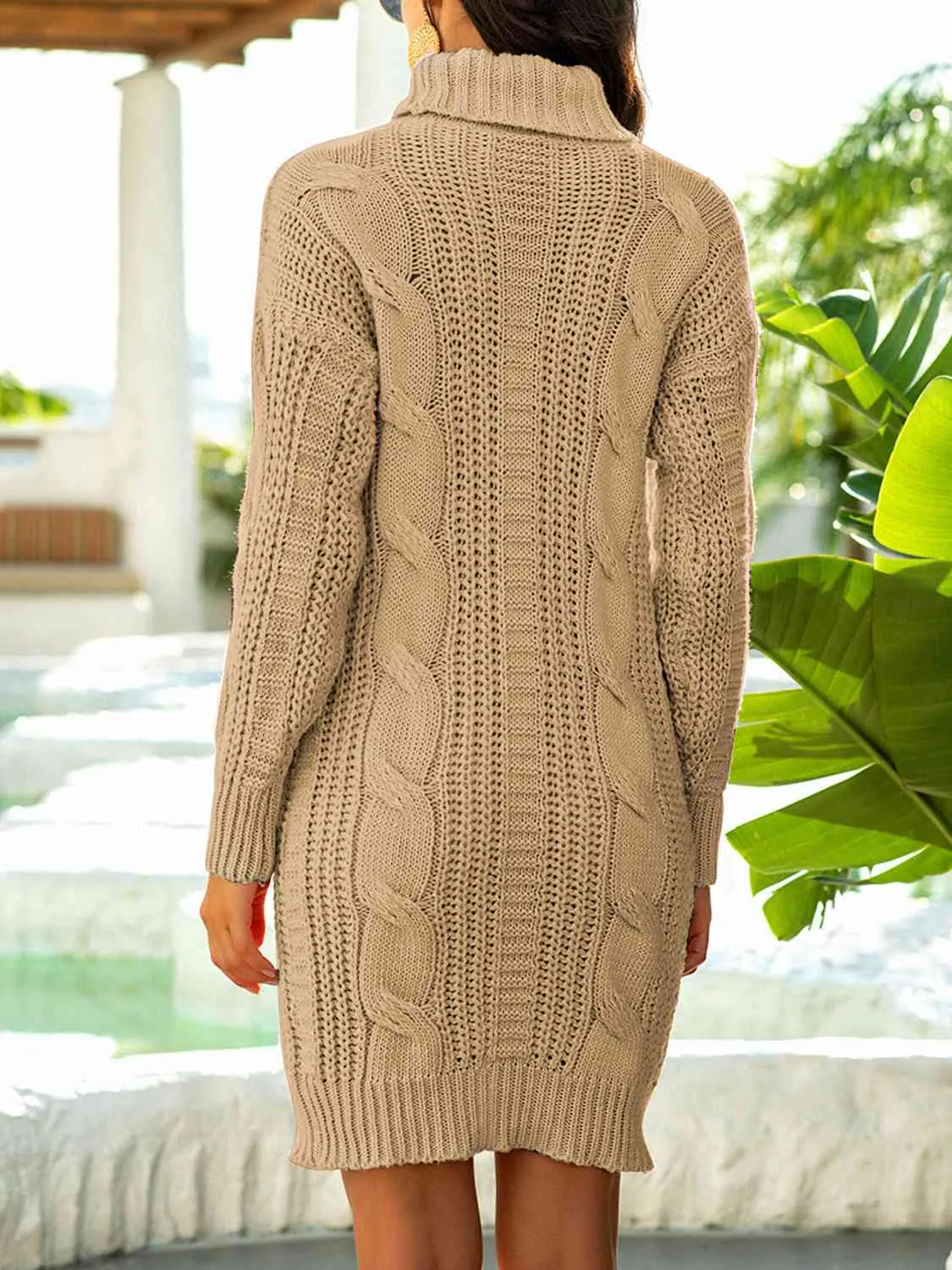 TastyHottie - Turtleneck Ribbed Sweater Dress