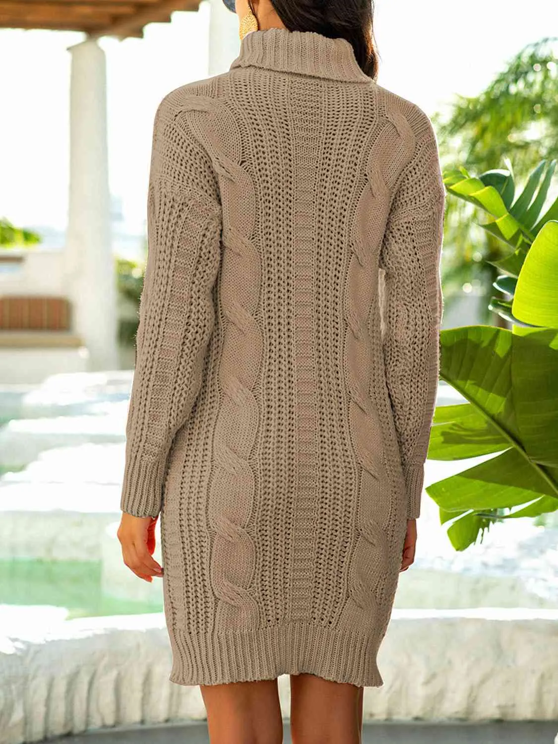 TastyHottie - Turtleneck Ribbed Sweater Dress