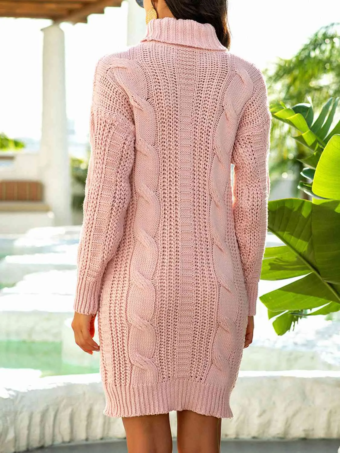 TastyHottie - Turtleneck Ribbed Sweater Dress
