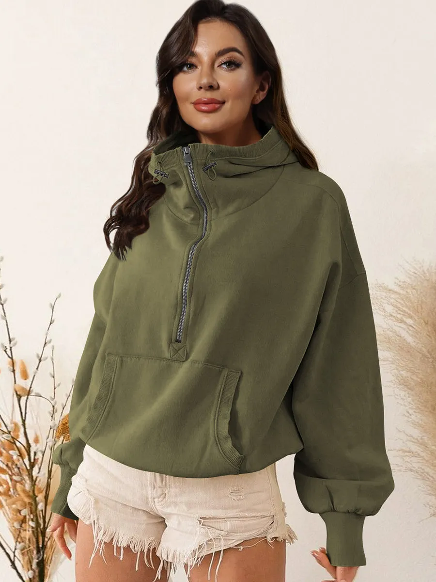 TastyHottie - Zip-Up Dropped Shoulder Hoodie