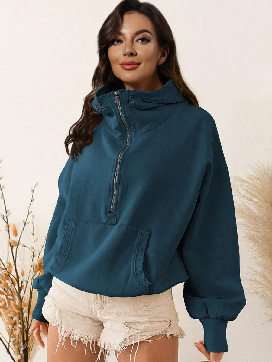 TastyHottie - Zip-Up Dropped Shoulder Hoodie