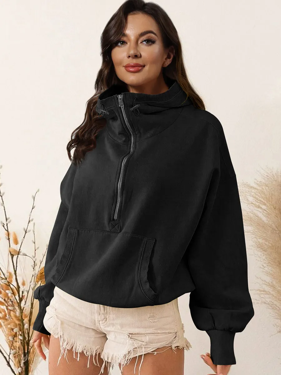 TastyHottie - Zip-Up Dropped Shoulder Hoodie