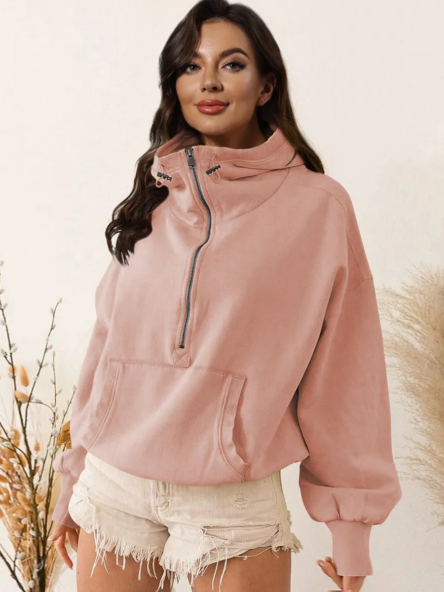 TastyHottie - Zip-Up Dropped Shoulder Hoodie