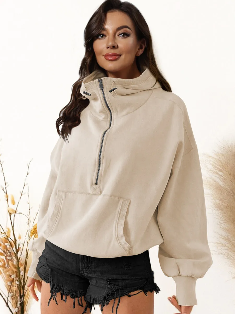 TastyHottie - Zip-Up Dropped Shoulder Hoodie