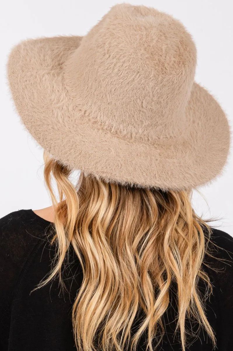 Taupe Fairbanks Fuzzy Fedora