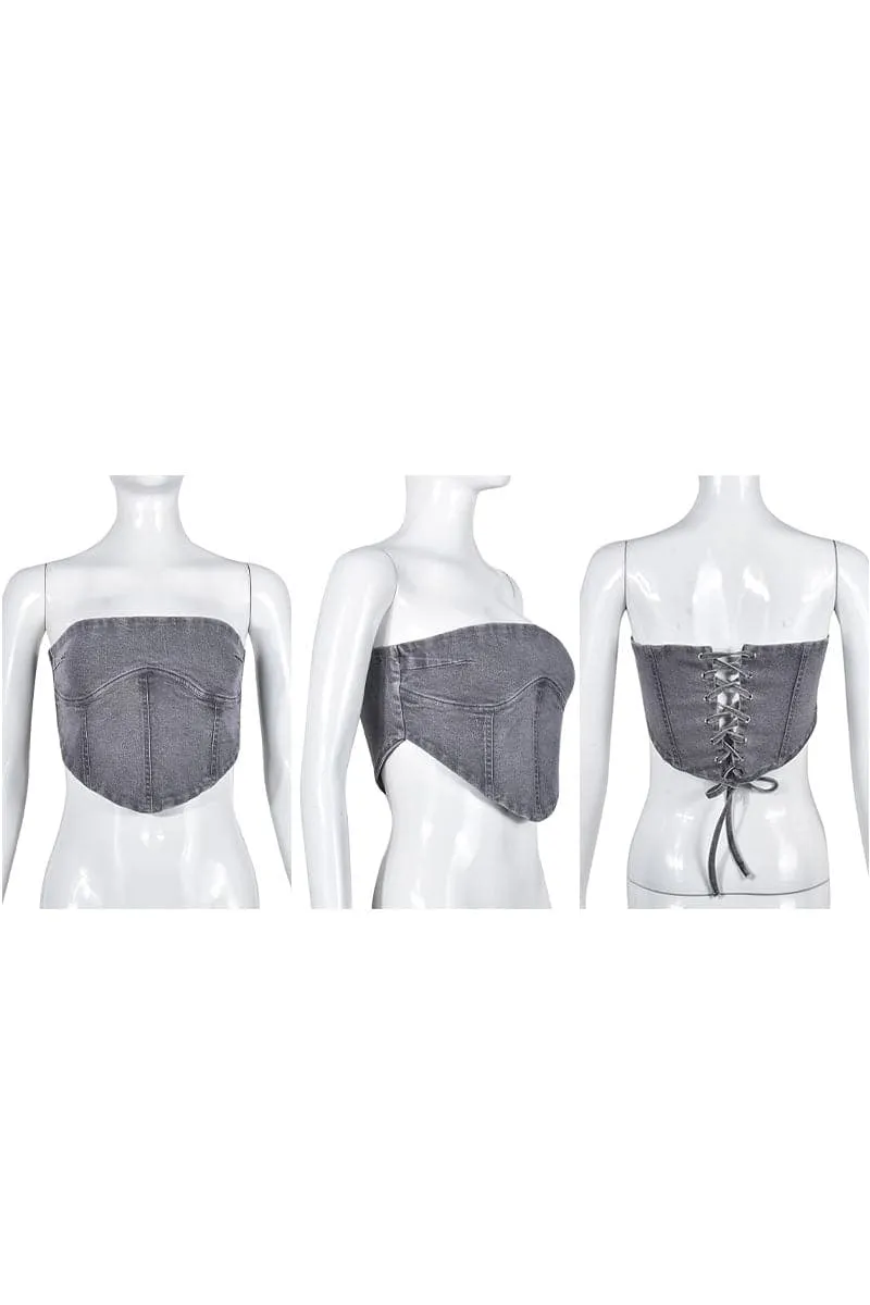 TB140 Strapless Denim Top