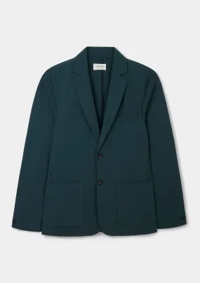 Teal Cotton Seersucker Blazer