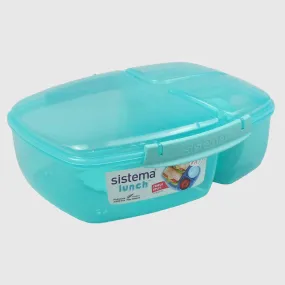 TEAL SISTEMA 2L TRIPLE SPLIT WITH YOGURT POT FOOD STORAGE