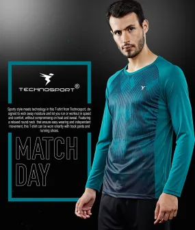 TechnoSport Crew Neck Full Sleeve Sublimation Dry Fit T-Shirt for Men P-470 (Peacock Green)
