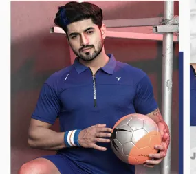 Technosport Polo Neck Half Zip Half Sleeve Dry Fit T Shirt for Men P-517 Royal Blue