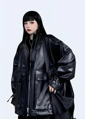 Techwear Gothic Leather Jacket