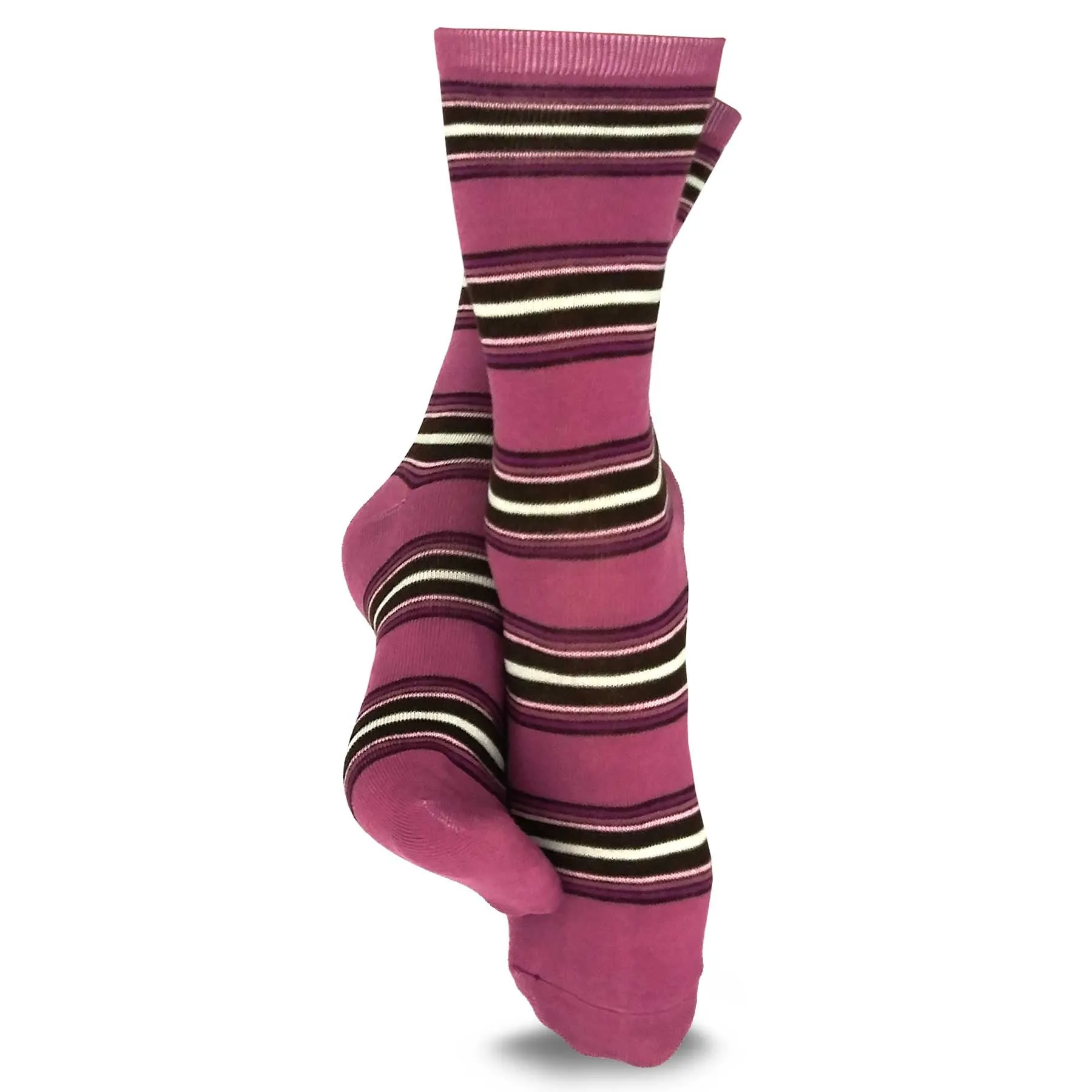 TeeHee Socks Women's Casual Polyester Crew Multi Stripe 6-Pack (11631)