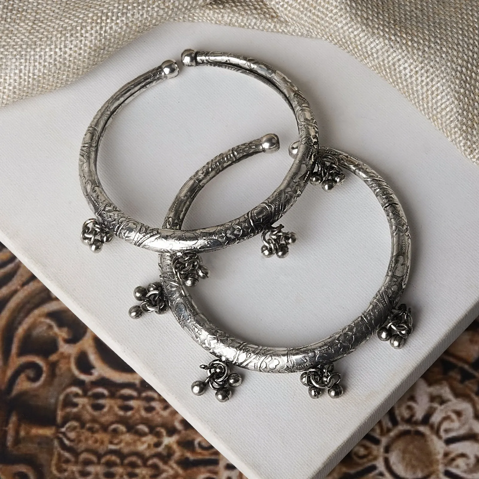 Teejh Bhanvi Silver Oxidised Anklet