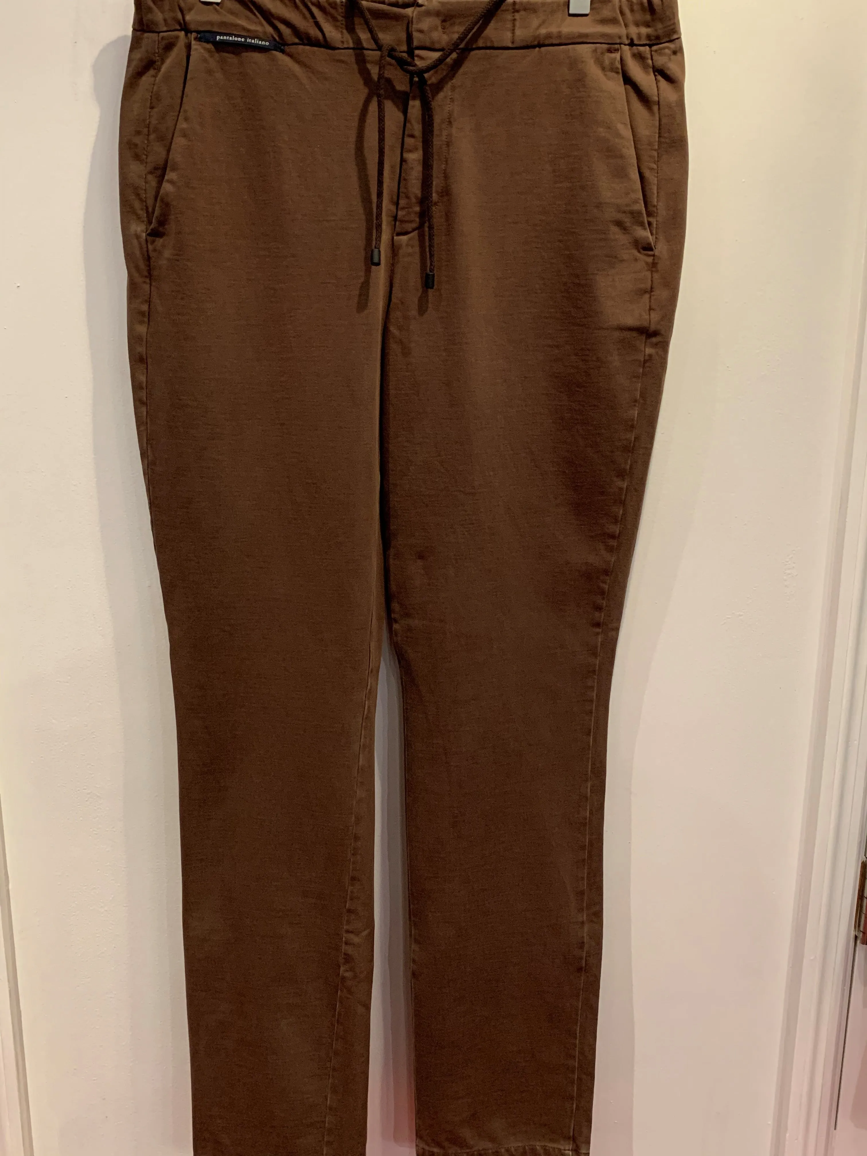 Teleria Zed Brown Cotton Drawstring Chino