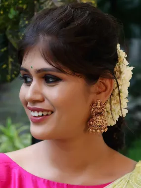 Temple Lakshmi Gold Bead Jhumkas