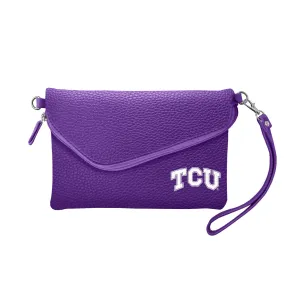 Texas Christian University Fold Over Crossbody Pebble