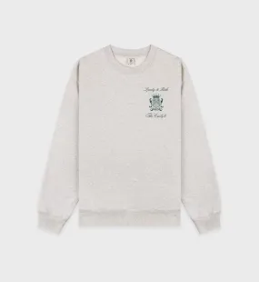 The Carlyle Crest Crewneck - Heather Gray/Forest