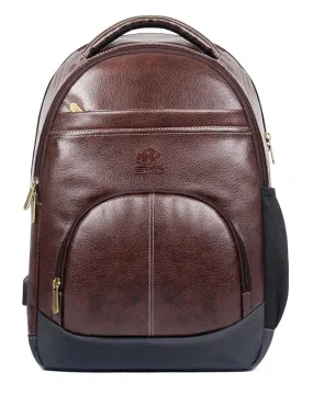 THE CLOWNFISH EliteGear Series 19 liters Faux Leather 15.6 inch Laptop Backpack for Men and Women (Black)