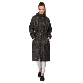 THE CLOWNFISH Juliet Series Raincoats for Women Rain Coat for Women Raincoat for Ladies Waterproof Reversible Double Layer Longcoat with Printed Plastic Pouch (Black, Large)