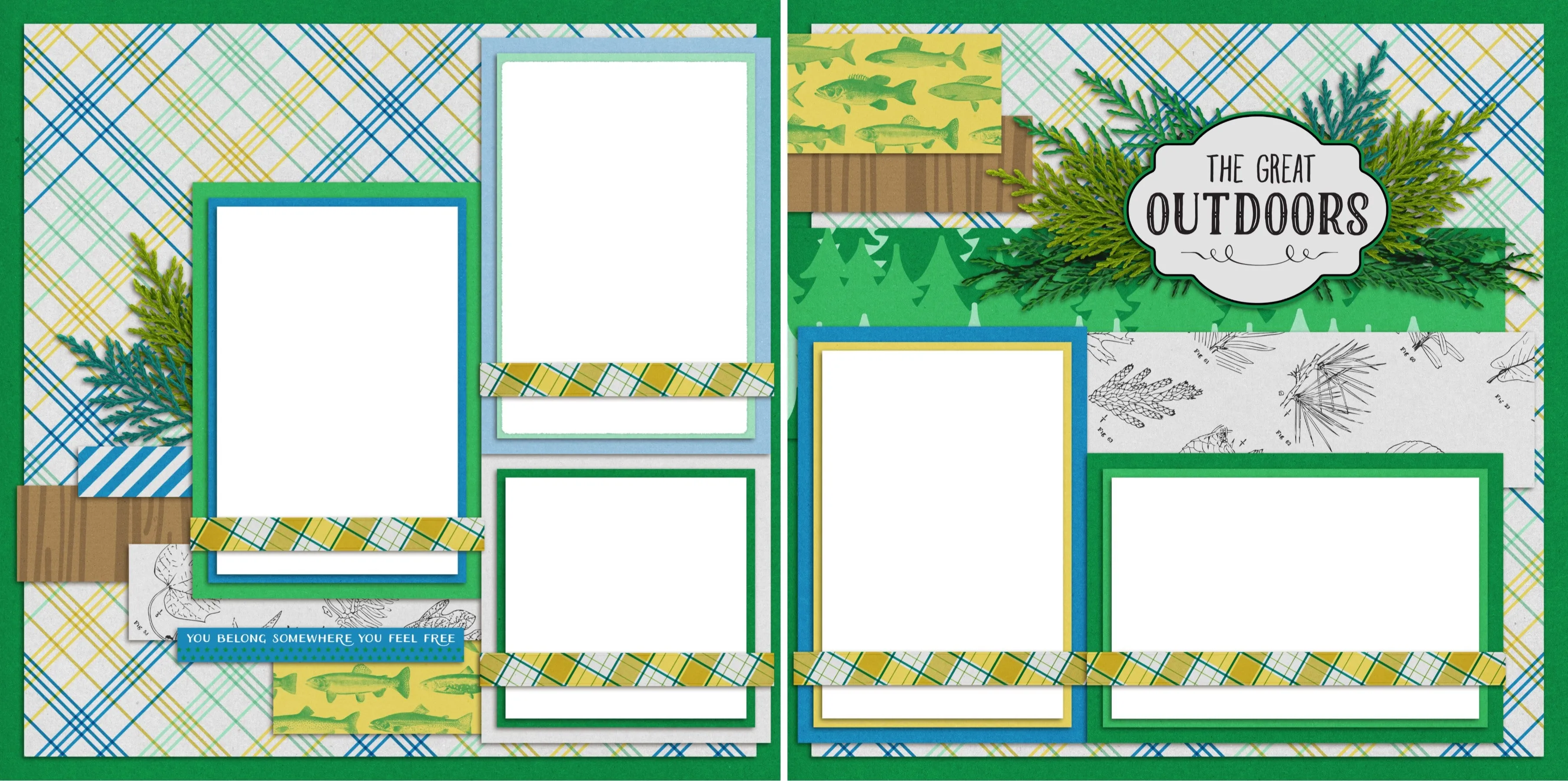 The Great Outdoors - Digital Scrapbook Pages - INSTANT DOWNLOAD