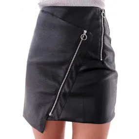 The high waist zipper leather skirt