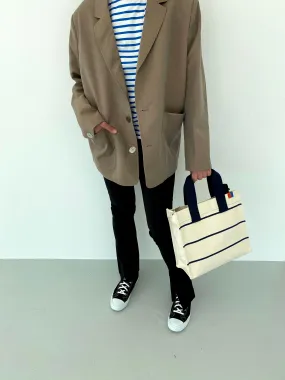 The horizontal stripe bucket - canvas/navy