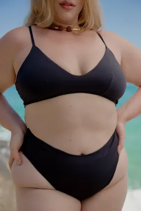 The Julia 90's High Waist Bikini Bottom - Black