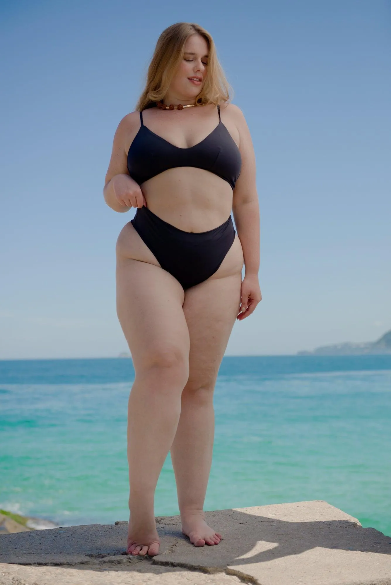The Julia 90's High Waist Bikini Bottom - Black