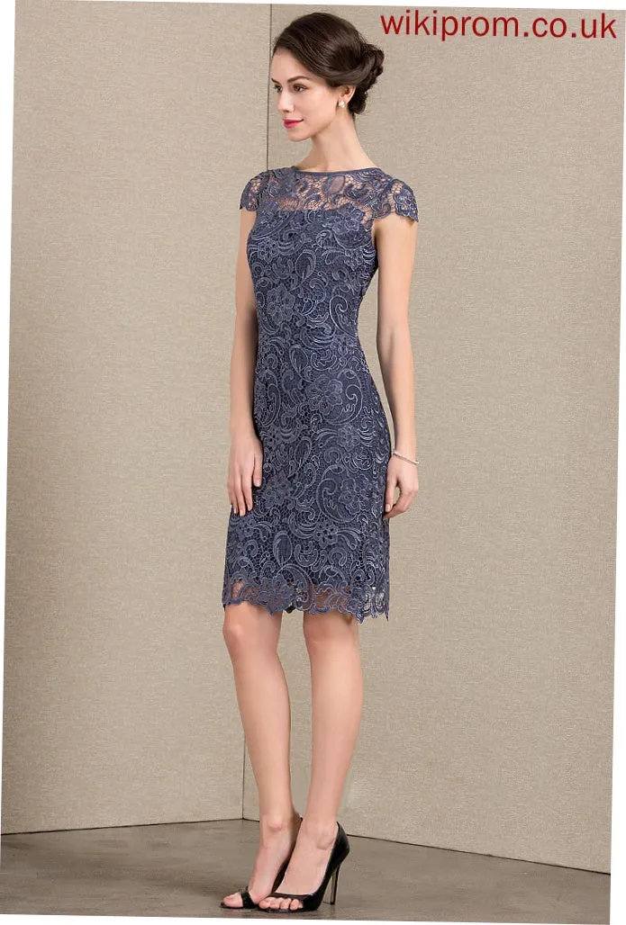 the Mother Lace Neck Dress Bride of Mother of the Bride Dresses Knee-Length Madyson Scoop Sheath/Column